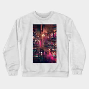 Midnight Library cyberpunk| National library week | literacy week Crewneck Sweatshirt